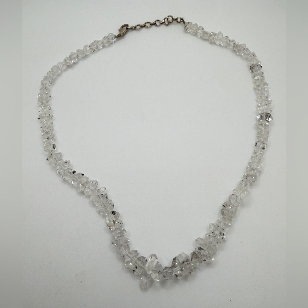 up to 17" All Herkimer Diamond Quartz necklace with 925 stamped hardware!